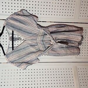 American Eagle Short Romper Size Small Linen Blend Striped